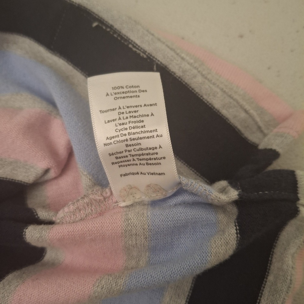 3/$15 TALBOTS‎ Small Gray Blue Pink Striped Cotton Pullover Long Sleeve Tee - Picture 6 of 9